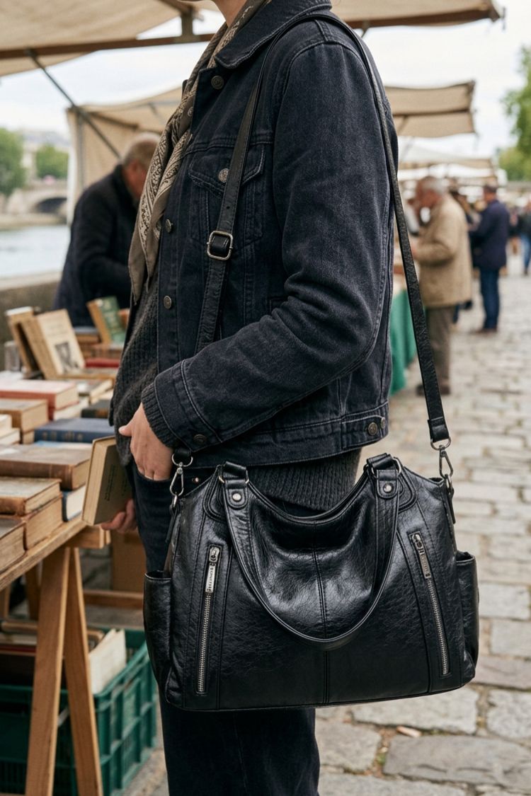 Damen Schultertasche | Multi-Reißverschluss-Design