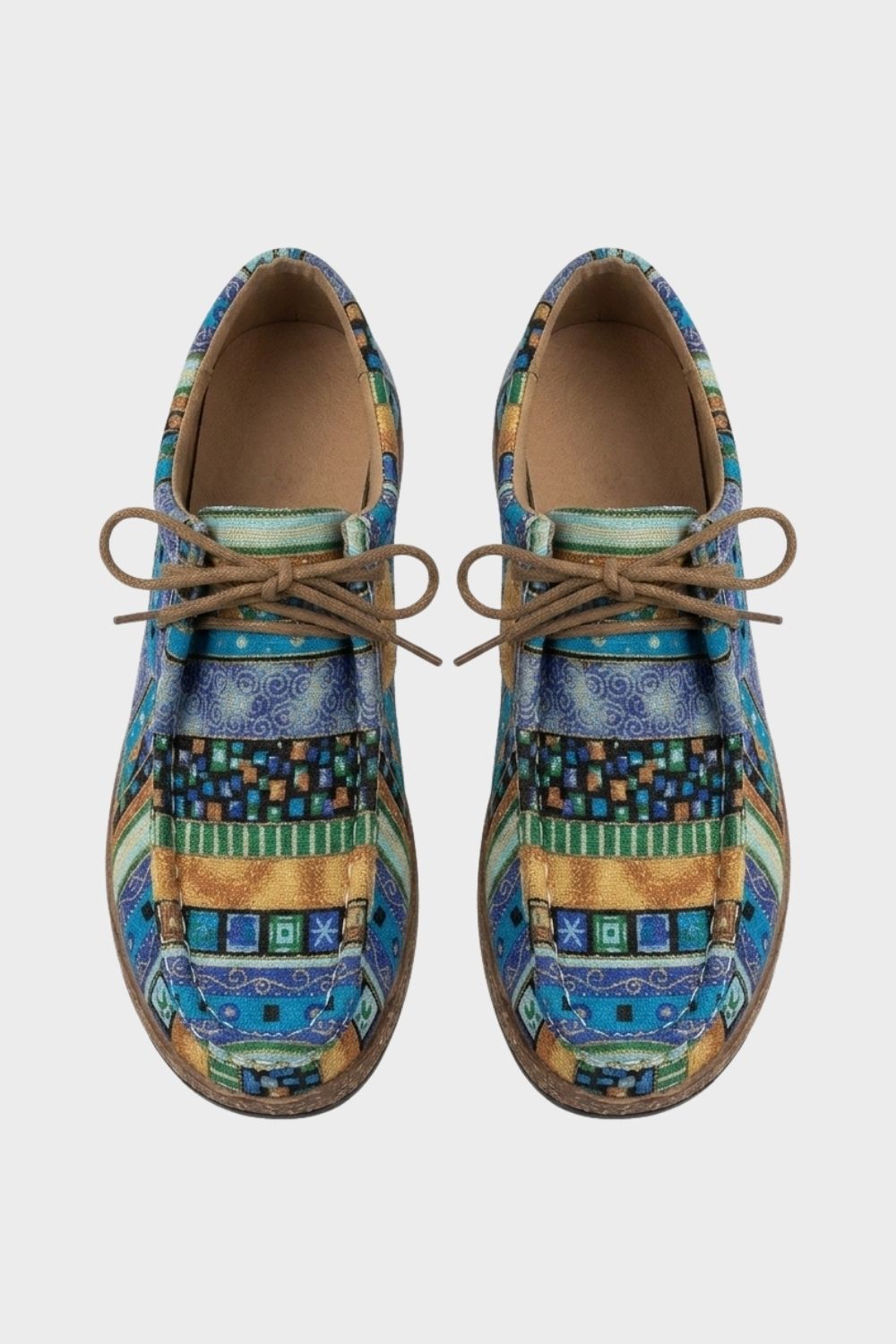 Damen Retro-Schnürschuhe | Buntes Musterdetail