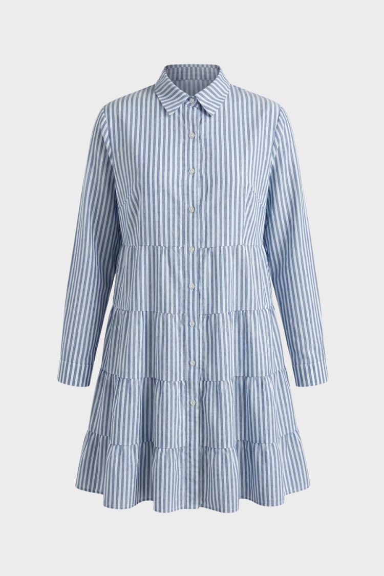 Damen Freizeitkleid – Gestreiftes Kleid mit Knopfleiste