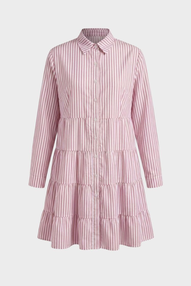 Damen Freizeitkleid – Gestreiftes Kleid mit Knopfleiste