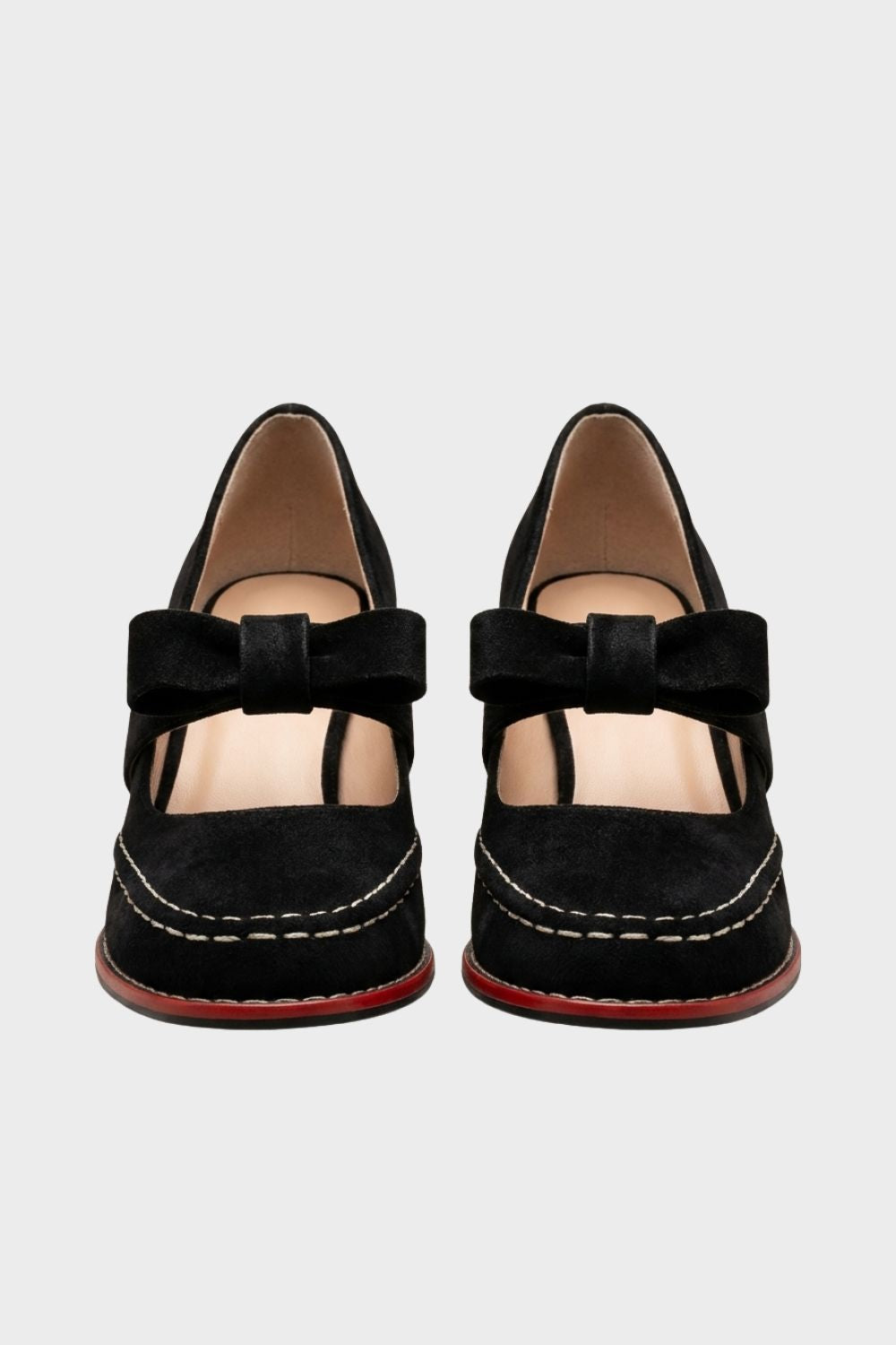 Damen Mary Jane Pumps Samt Schleife – Material-Detail