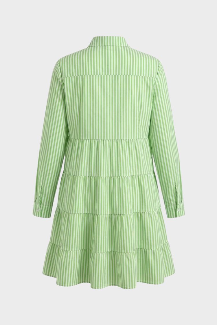 Damen Freizeitkleid – Gestreiftes Kleid mit Knopfleiste
