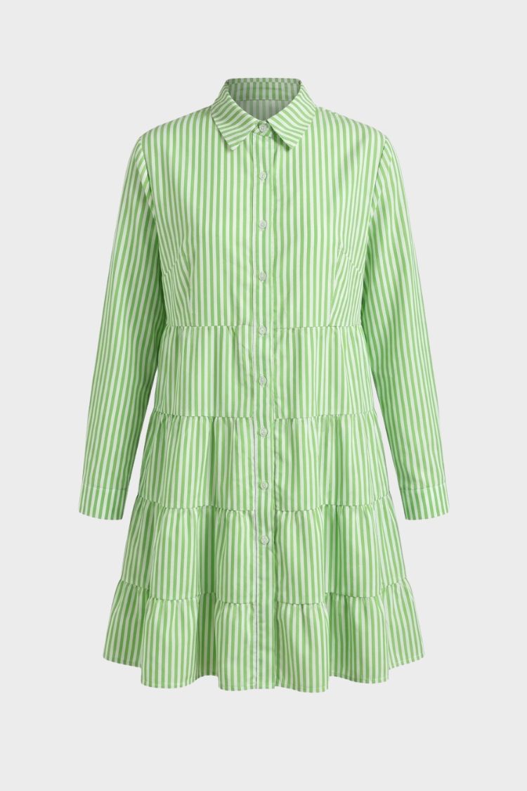Damen Freizeitkleid – Gestreiftes Kleid mit Knopfleiste