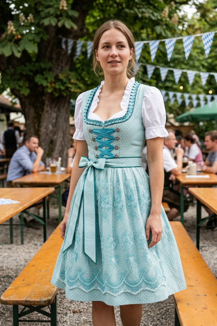 Damen Dirndlkleid | Schnürmieder & Ausgestellter Rock