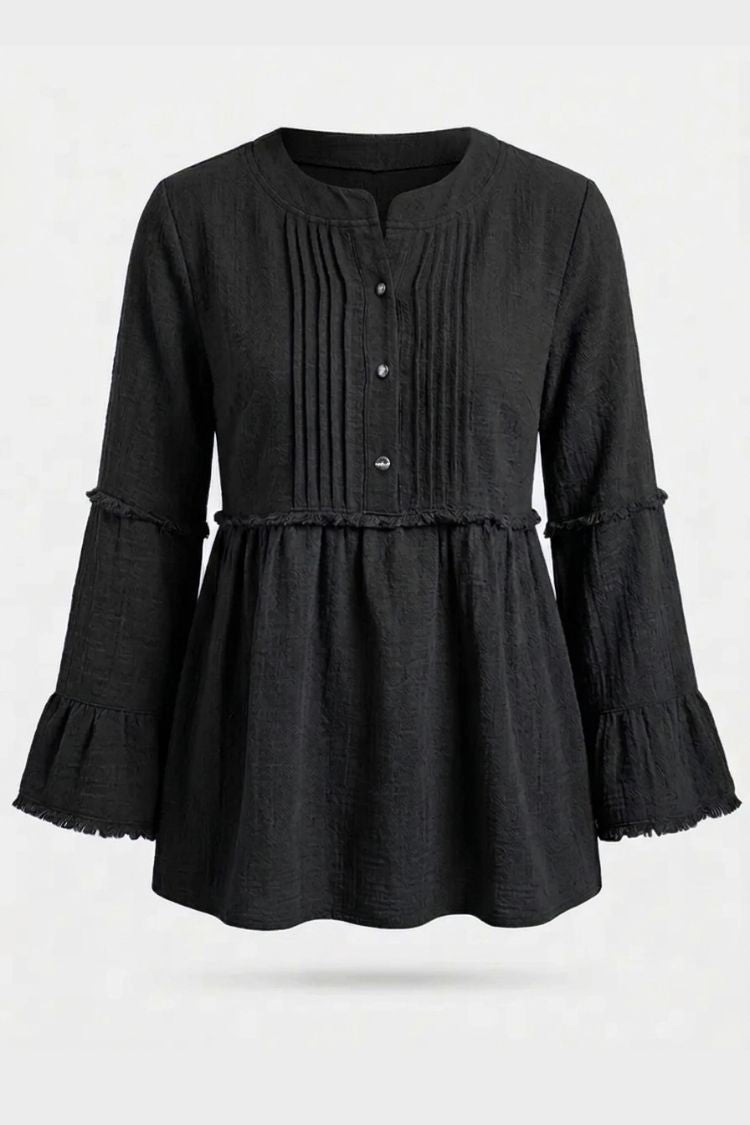Damen Peplum-Bluse | Biesen-Details & Volantärmel