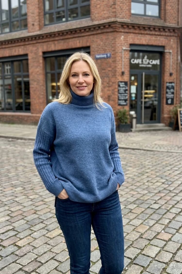 Damen Rollkragenpullover | Asymmetrischer Saum & Lange Form