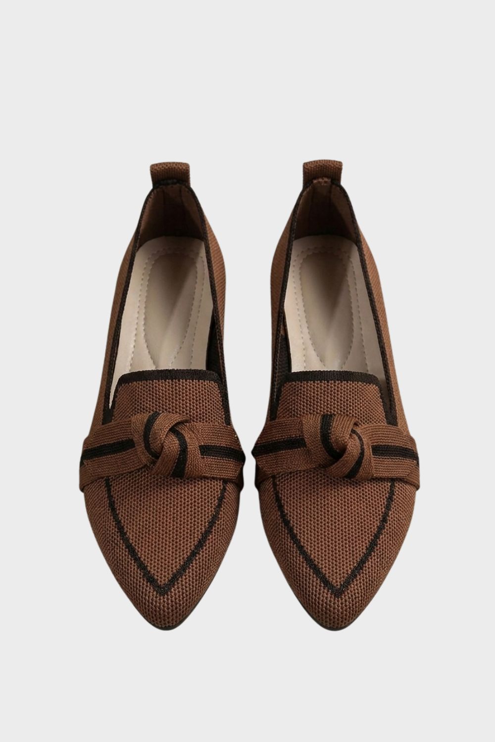 Damen Spitze Loafer Strick Schleife – Rückansicht
