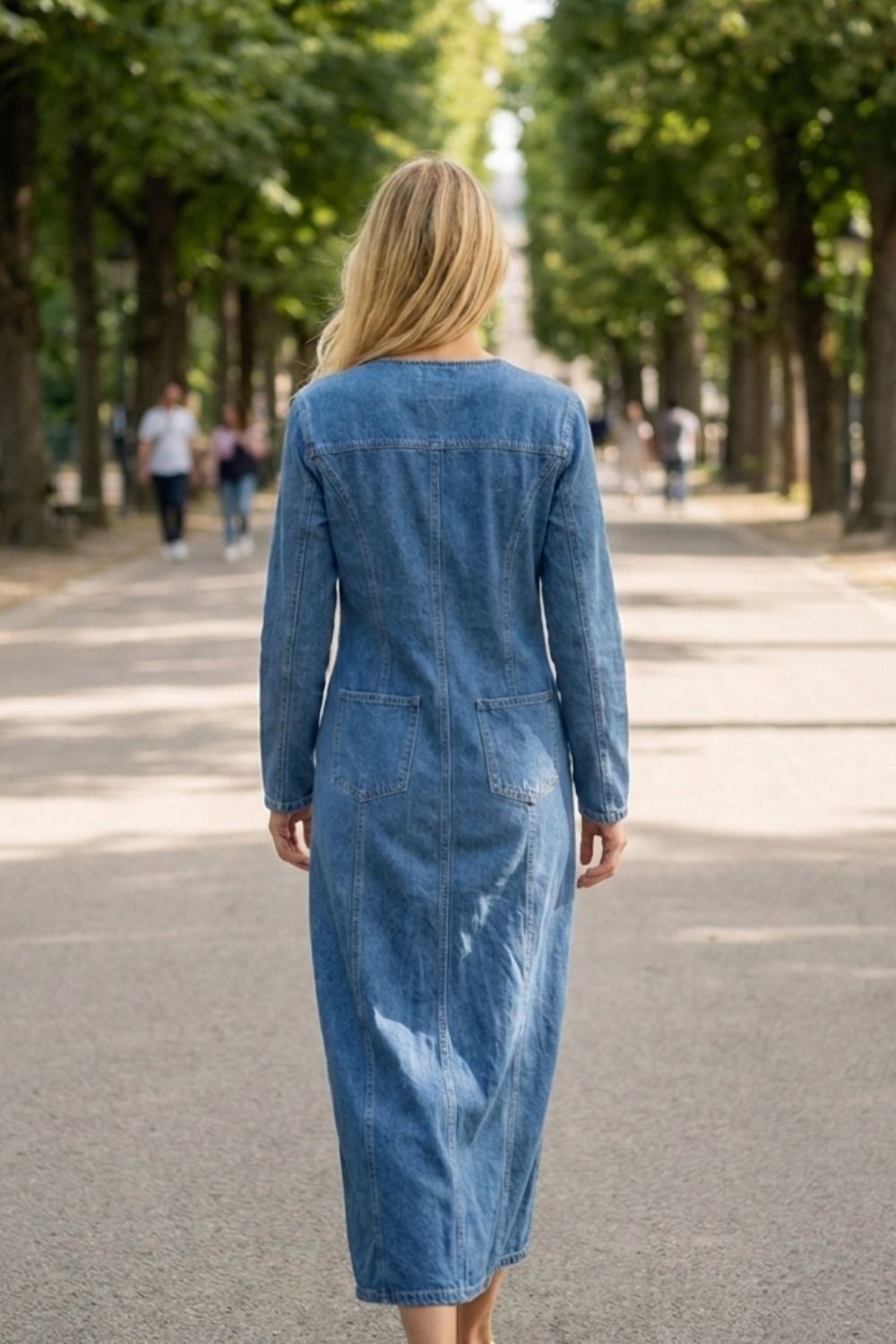 Damen Midi-Hemdkleid | Knopfleiste