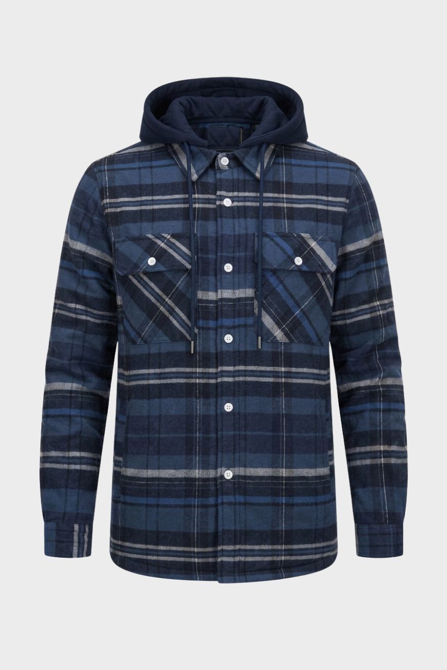 Herren Karierte Kapuzenjacke | Frontreißverschluss & Brusttaschen