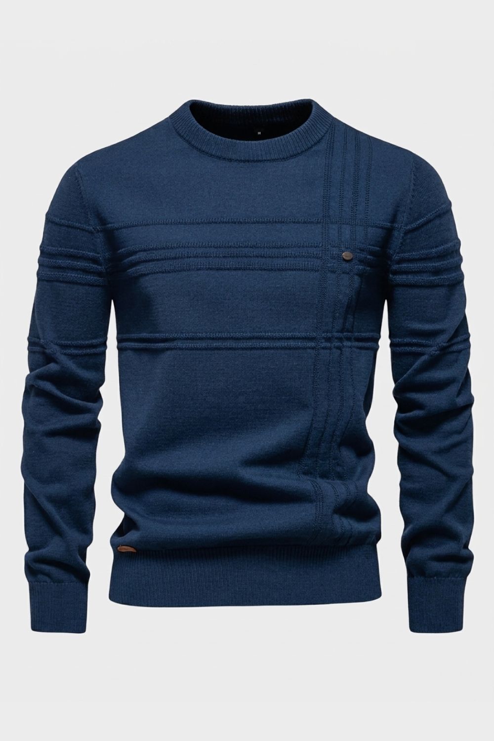 Herren Gestreifter Rundhalspullover | Gerippte Details