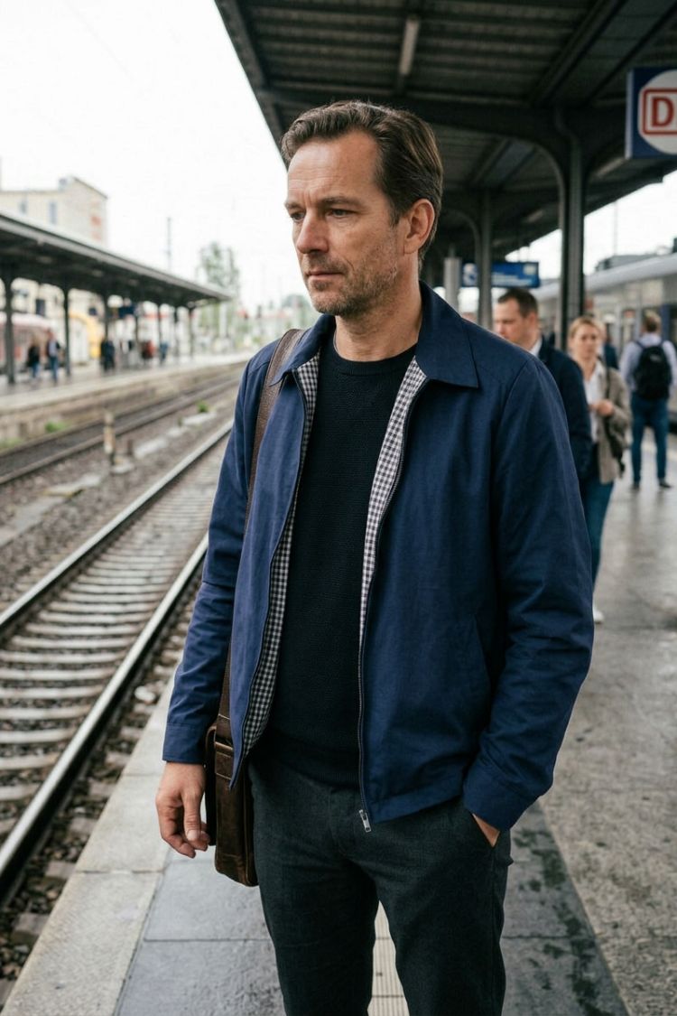 Herren Harrington-Jacke | Umlegekragen & Frontzipper