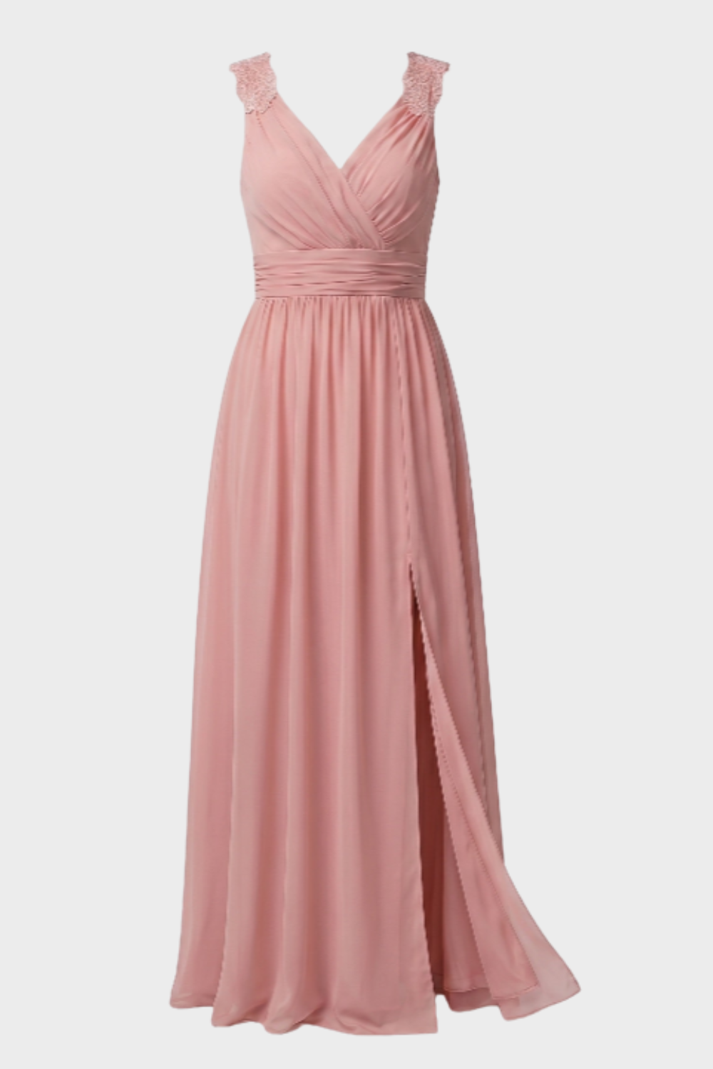 Damen Abendkleid V-Ausschnitt Langarm Maxi – Rückansicht