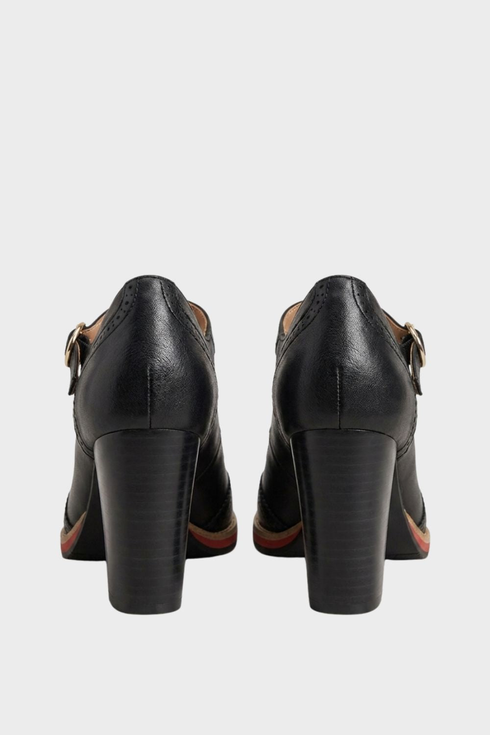 Damen Mary Jane Vintage-Pumps Brogue T-Bar – Profil-Ansicht