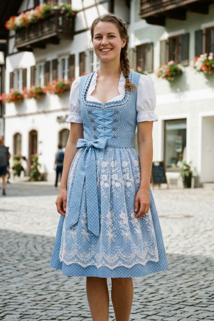 Damen Dirndlkleid | Schnürmieder & Ausgestellter Rock