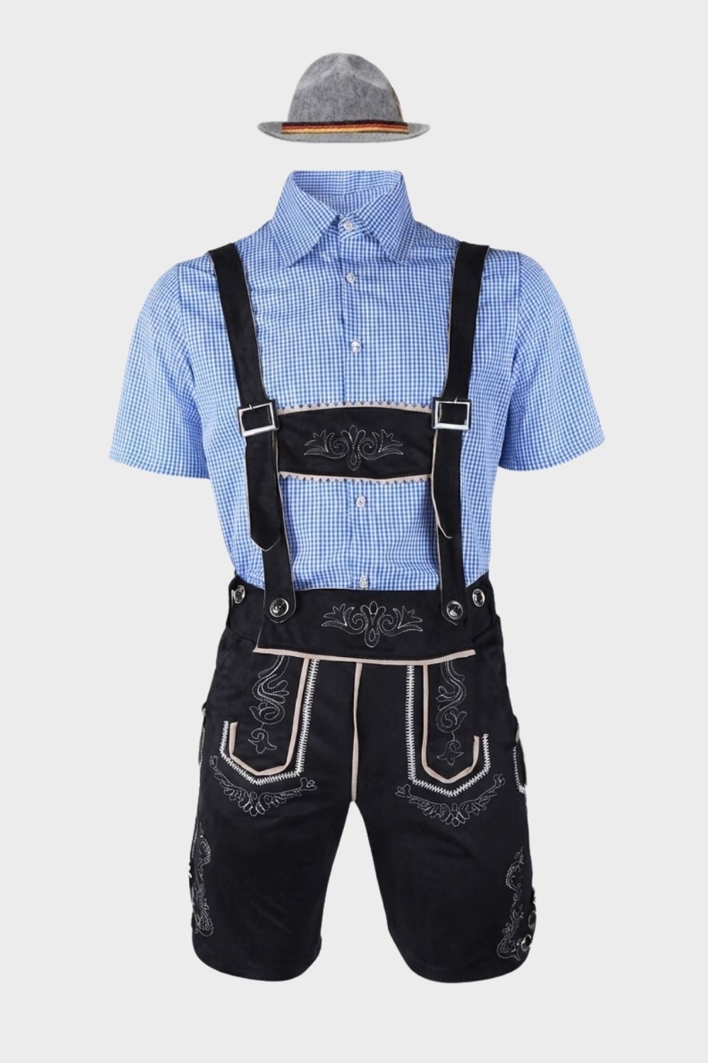 Herren Trachtenset mit Stickdetails | Kariertes Hemd