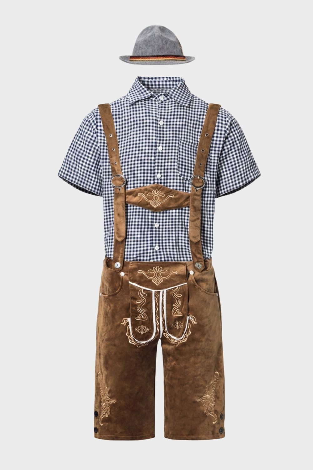 Herren Trachtenset mit Stickdetails | Kariertes Hemd