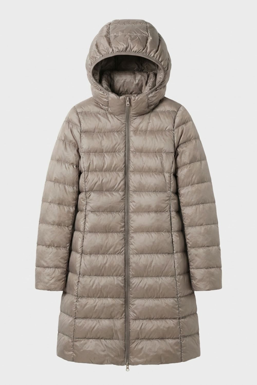 Damen Lange Pufferjacke | Kapuze & Steppdesign