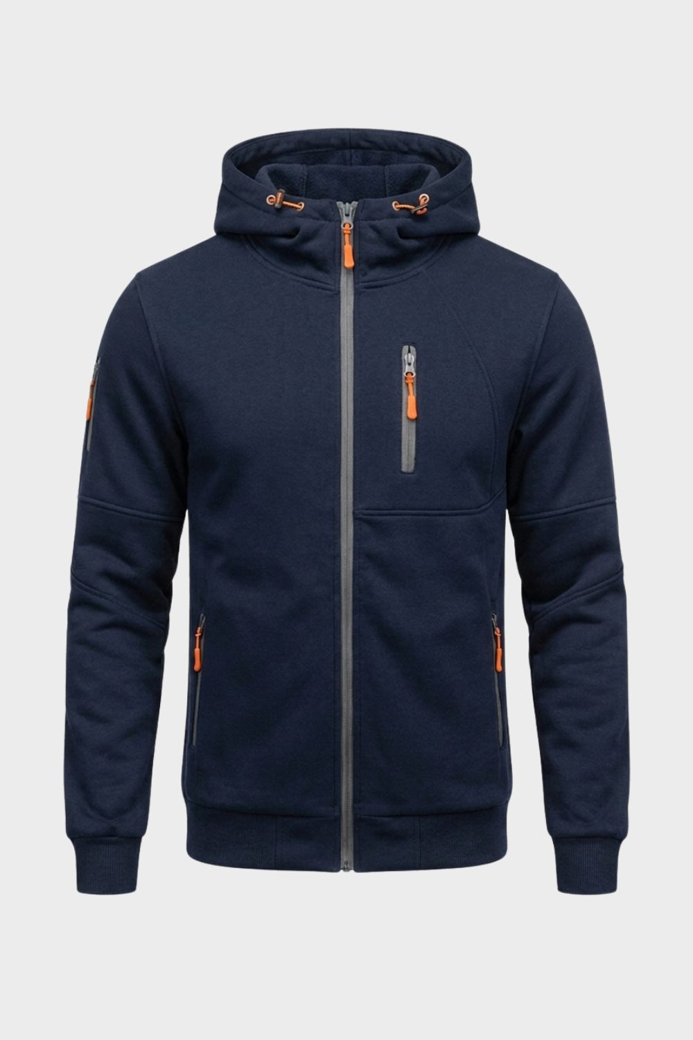 Herren Kapuzenjacke mit Reißverschluss | Brusttasche & Kontrastdetails