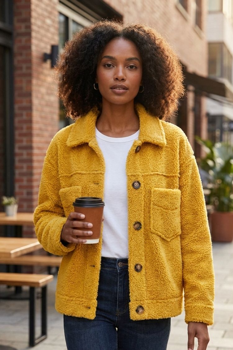 Damen Strukturierte Knopfjacke | Reverskragen