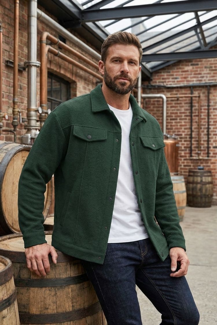 Herren Trucker Jacke | Druckknopf