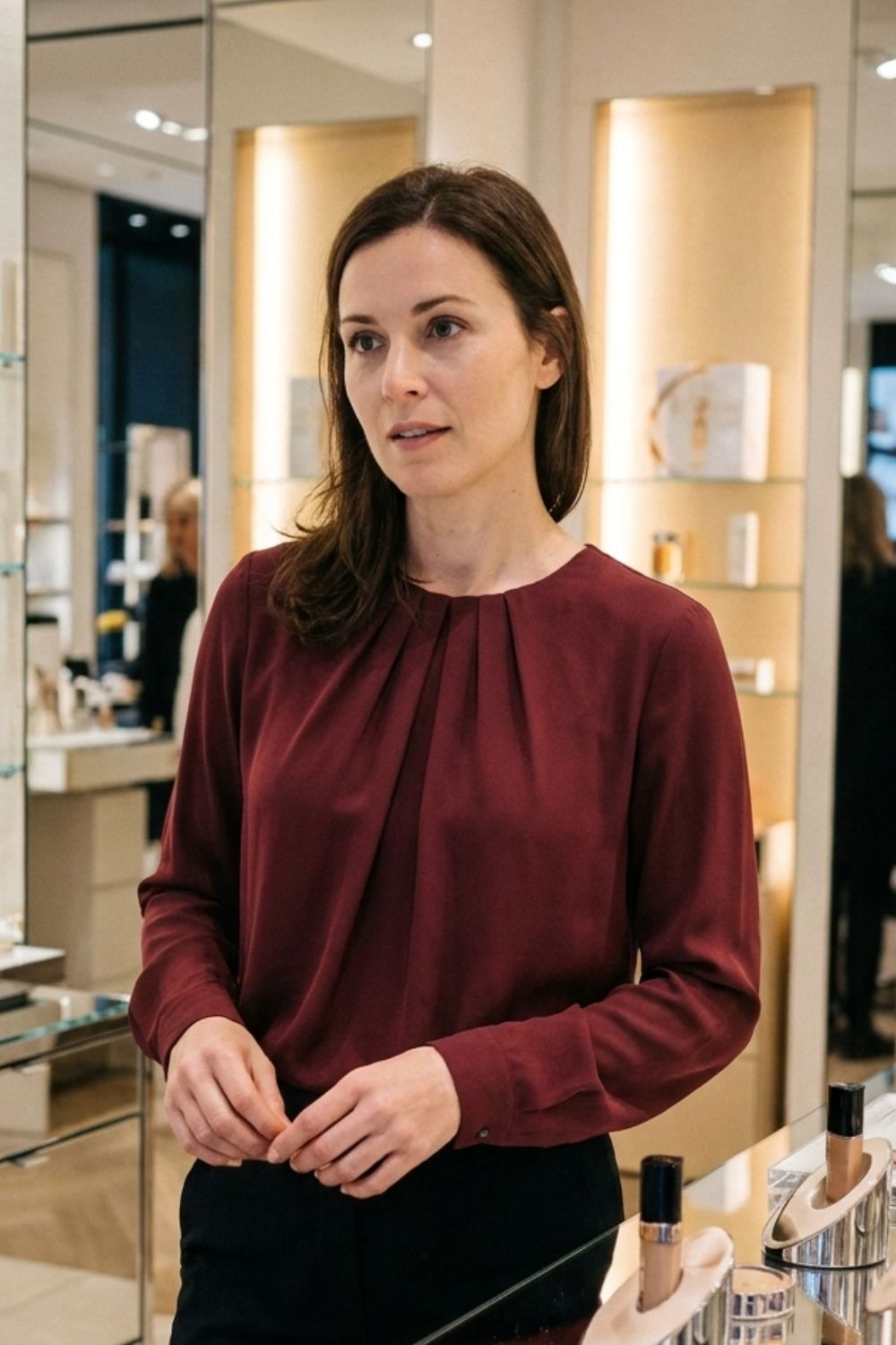 Damen Bluse mit Faltendetails | Puffärmel