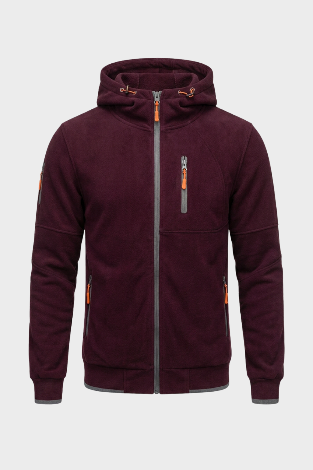 Herren Kapuzenjacke mit Reißverschluss | Brusttasche & Kontrastdetails