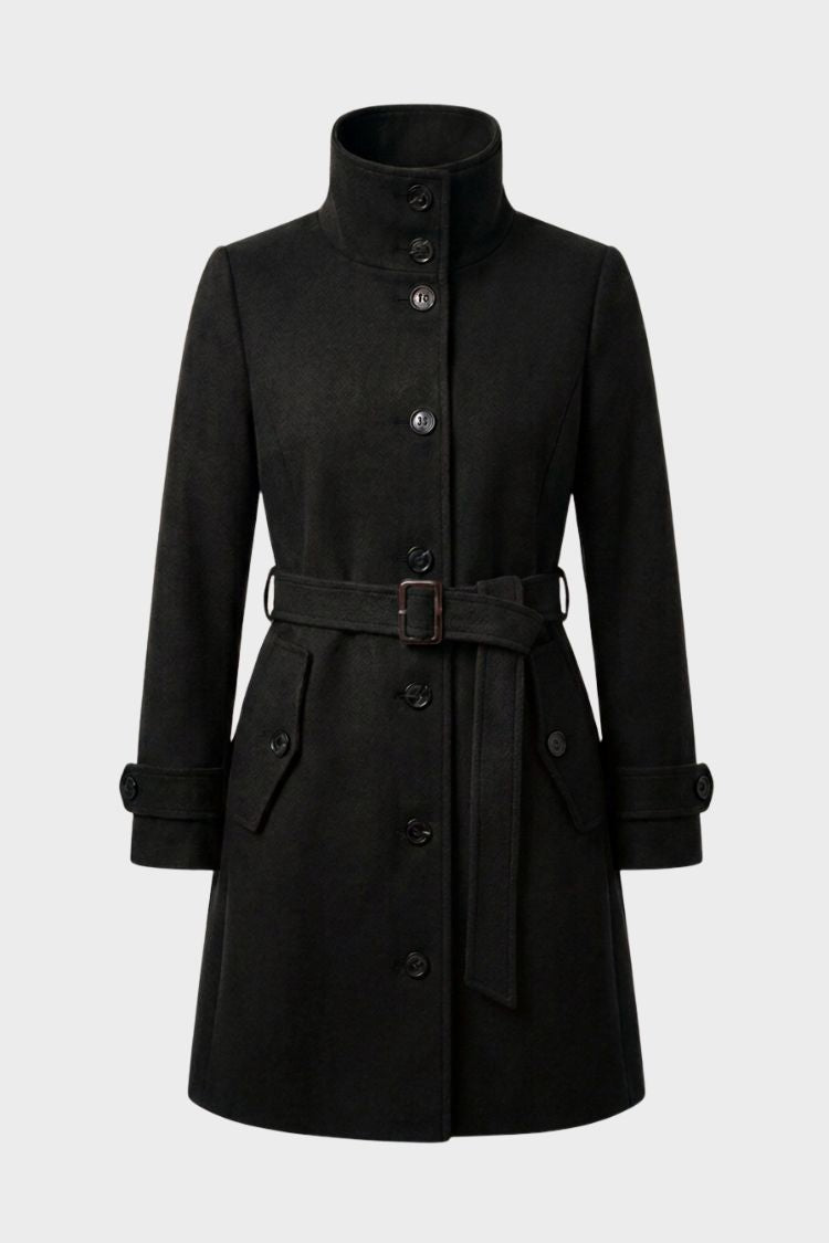 Damen Langer Trenchcoat | Taillierte Knopffront