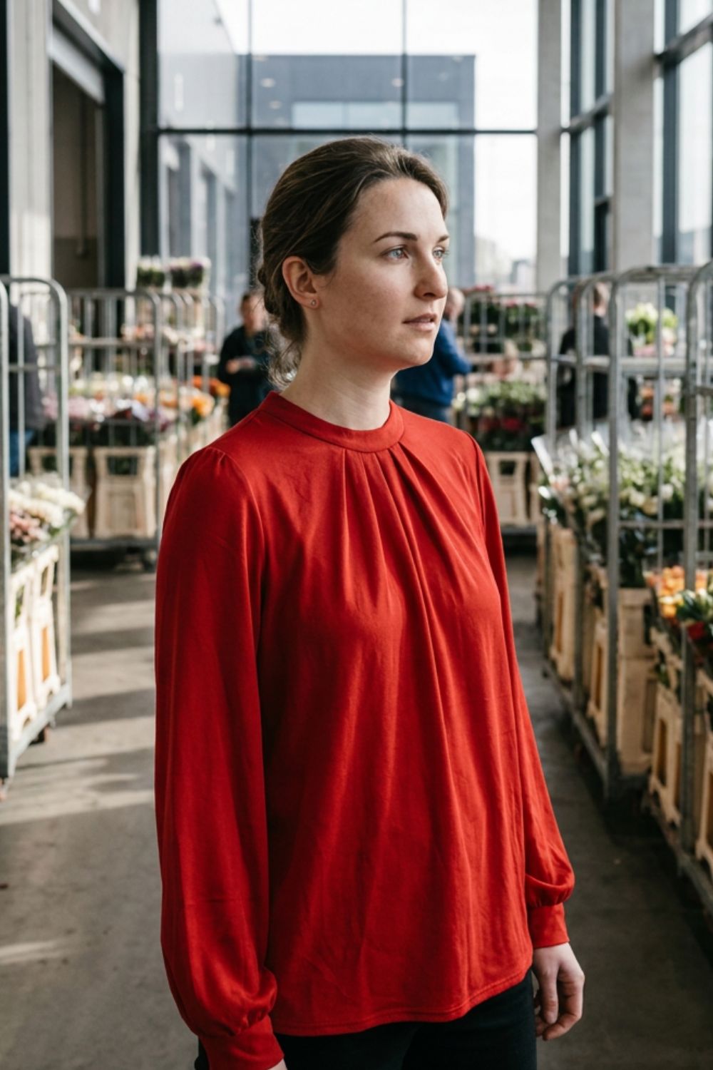 Damen Bluse mit Faltendetails | Puffärmel