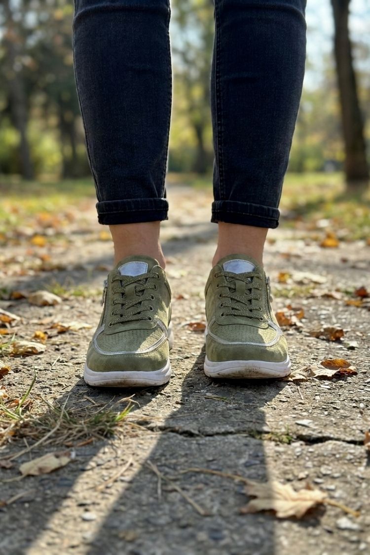 Damen Schnürung Reißverschluss Sneaker
