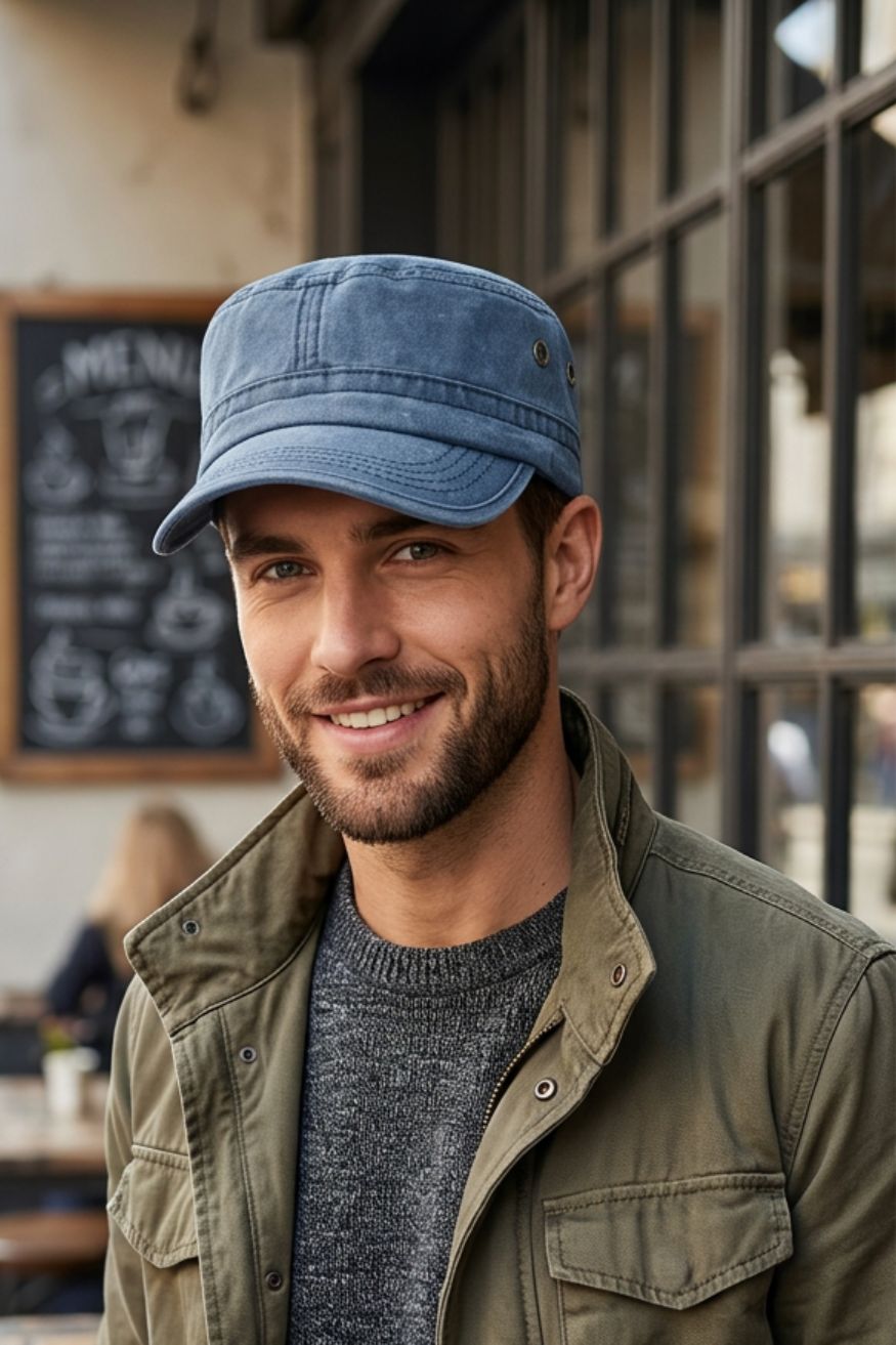 Herren Military-Style Kappe | Kurzer Schirm & Verstellbarer Verschluss