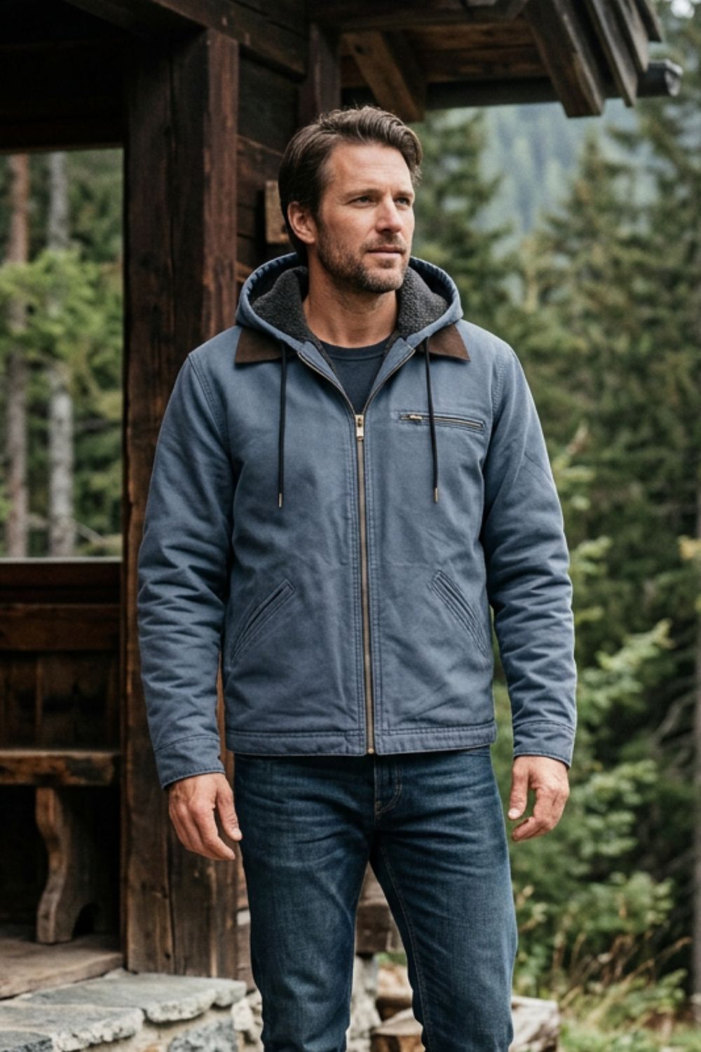 Herren Kapuzen-Utility-Jacke | Frontreißverschluss & Layering-Design