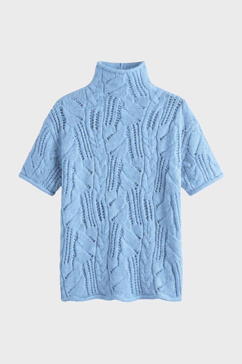 Damen Zopfmuster-Pullover | Kurzarm