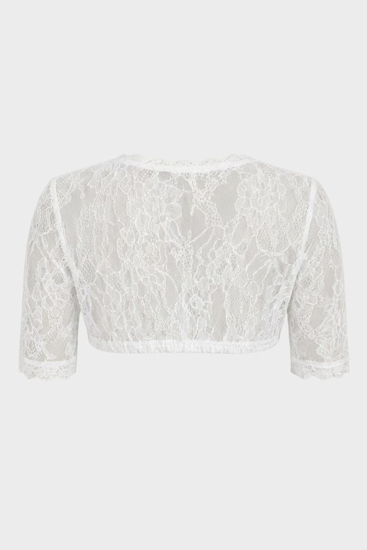 Damen Dirndlbluse | Transparentes Blumenmuster & Tiefer Ausschnitt