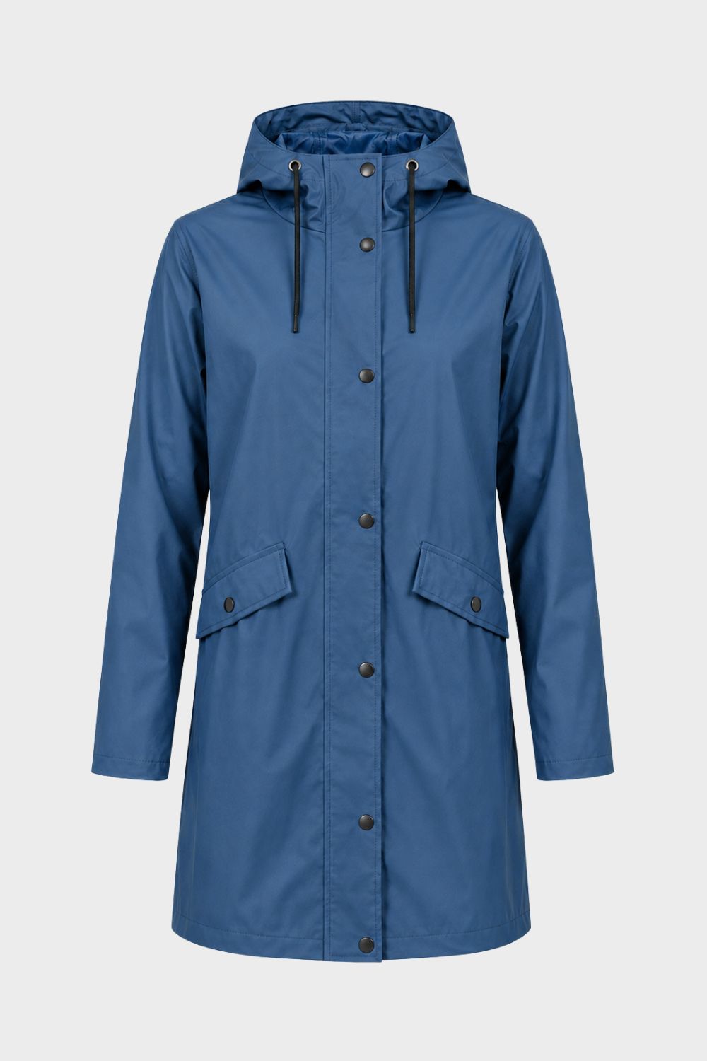 Damen Lange Kapuzenjacke | Knopfleiste