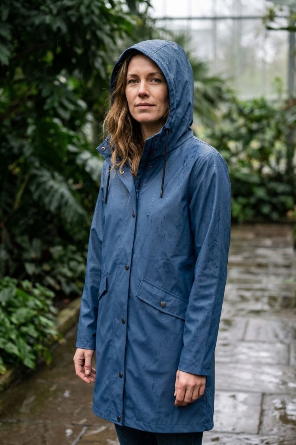 Damen Lange Kapuzenjacke | Knopfleiste
