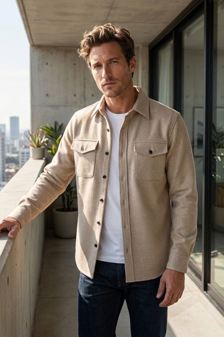 Herren Overshirt-Jacke | Knopfleiste & Brusttaschen