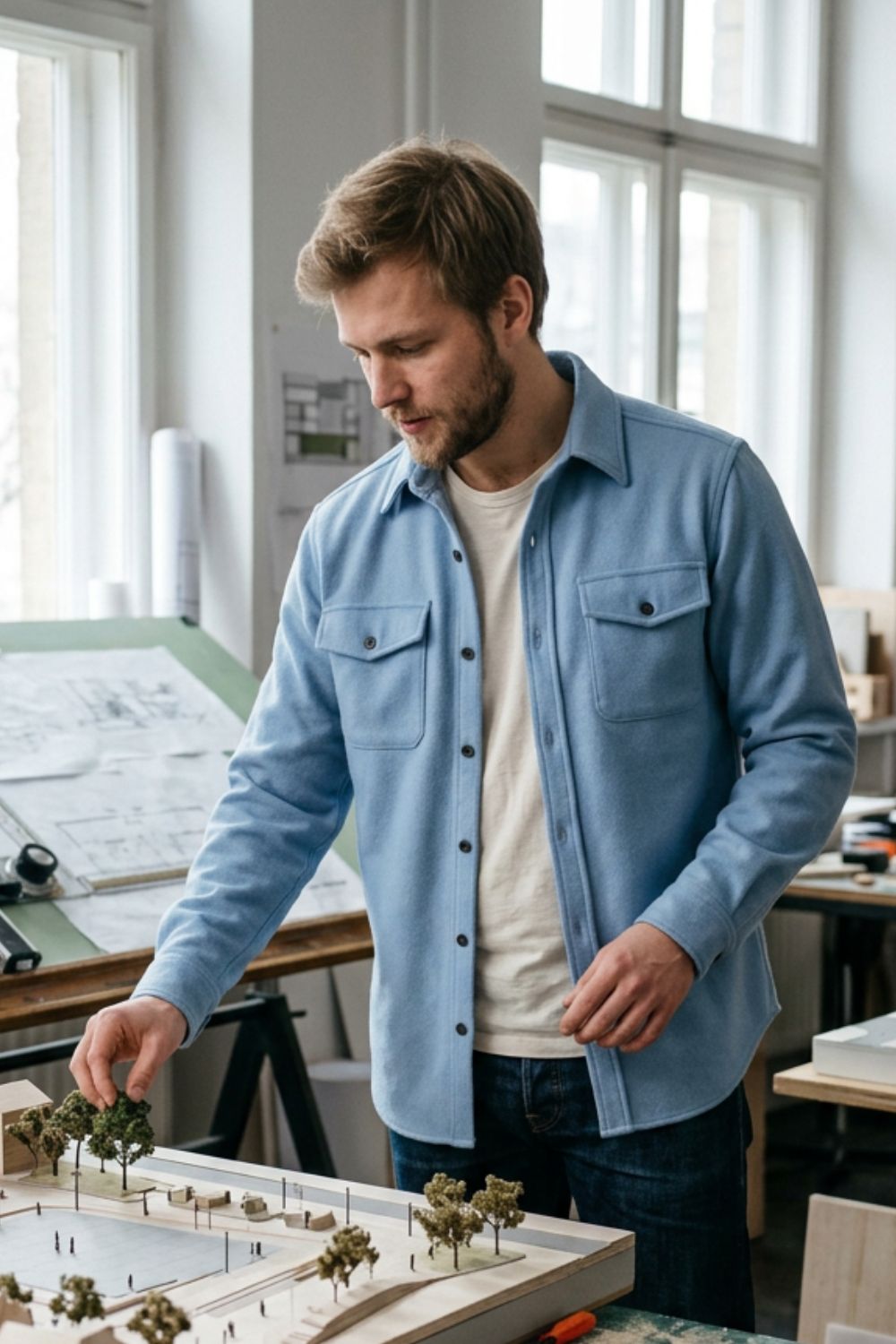 Herren Overshirt-Jacke | Knopfleiste & Brusttaschen