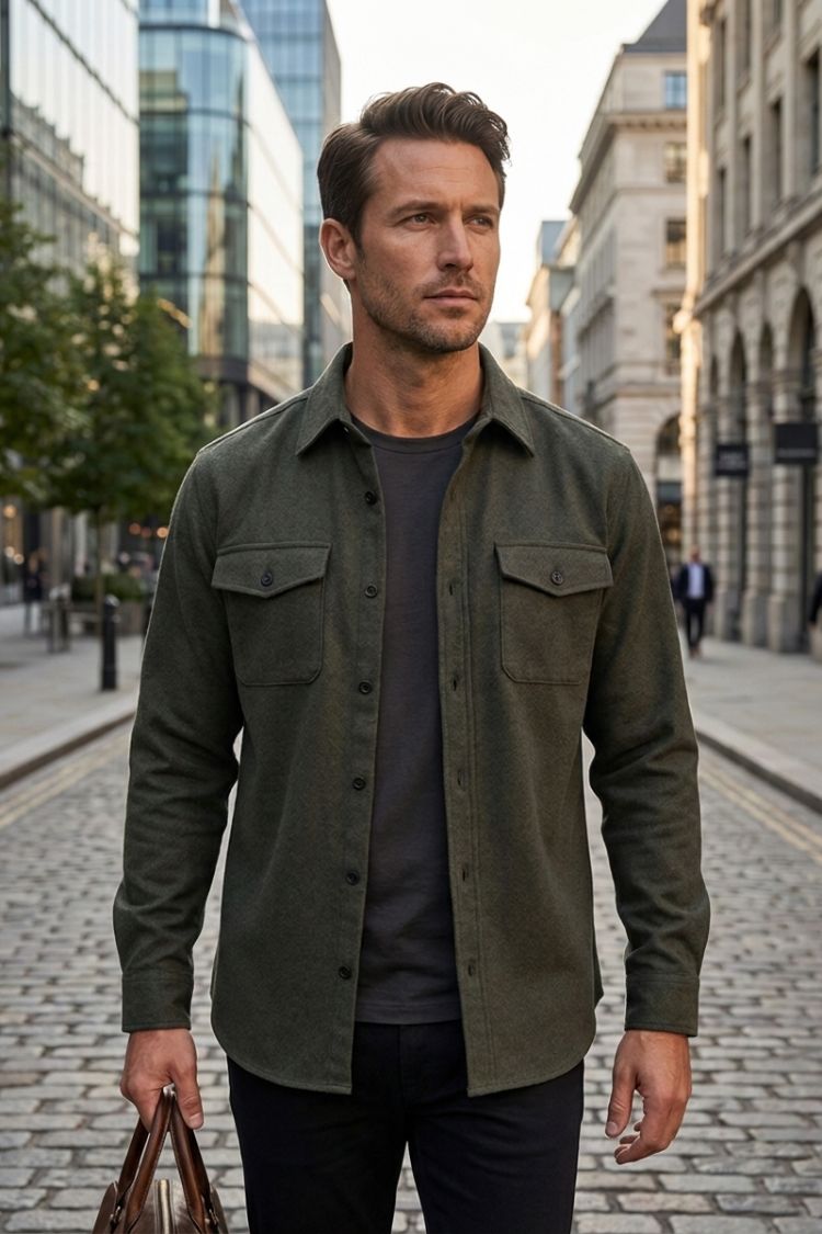 Herren Overshirt-Jacke | Knopfleiste & Brusttaschen