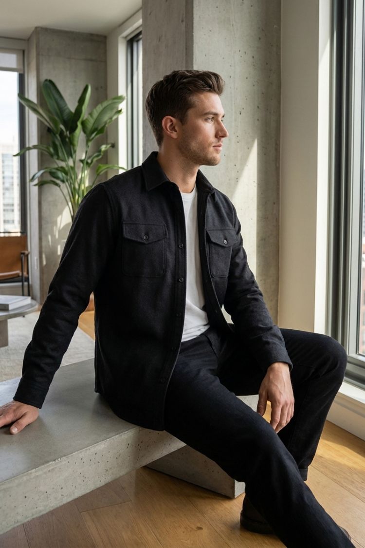 Herren Overshirt-Jacke | Knopfleiste & Brusttaschen