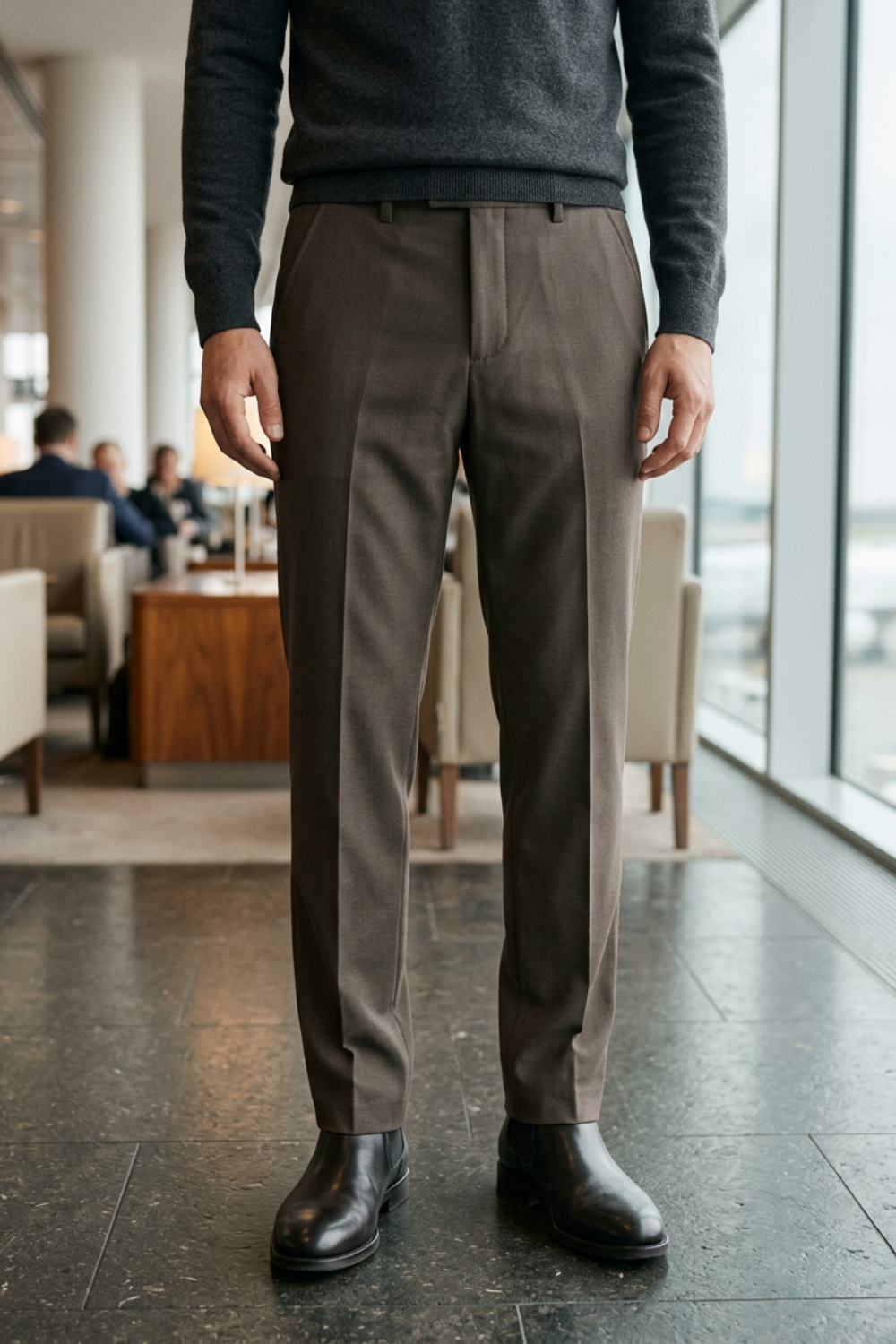 Herren Stoffhose Business Anzughose Slim Fit