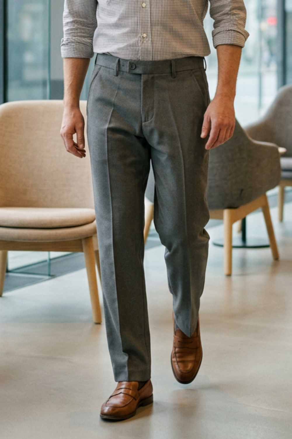 Herren Stoffhose Business Anzughose Slim Fit