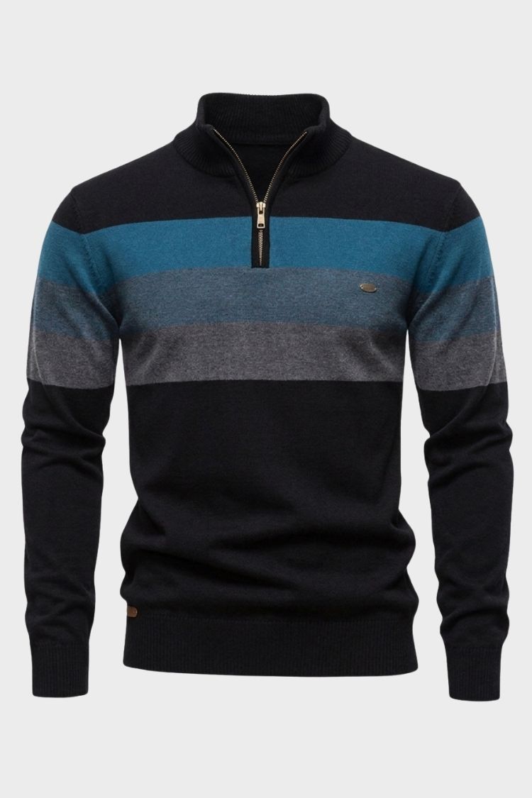 Herren Half-Zip Pullover | Kontraststreifen