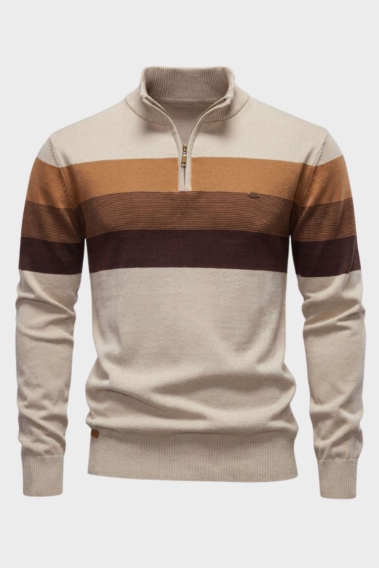 Herren Half-Zip Pullover | Kontraststreifen