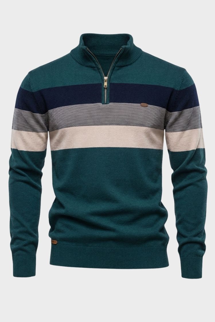 Herren Half-Zip Pullover | Kontraststreifen