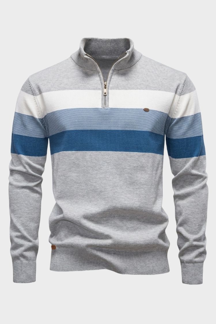 Herren Half-Zip Pullover | Kontraststreifen