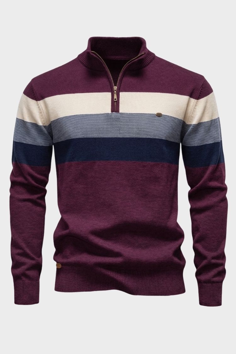 Herren Half-Zip Pullover | Kontraststreifen