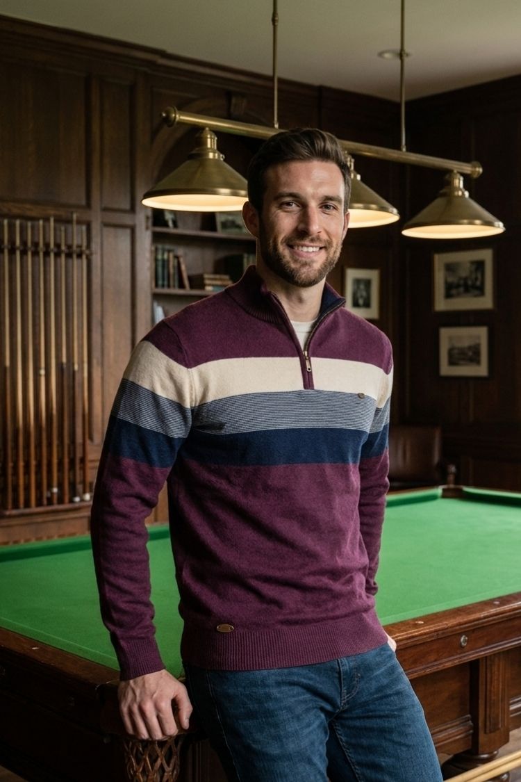 Herren Half-Zip Pullover | Kontraststreifen