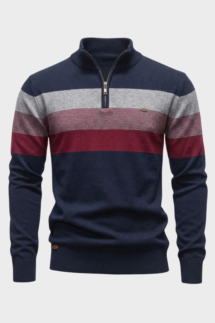 Herren Half-Zip Pullover | Kontraststreifen