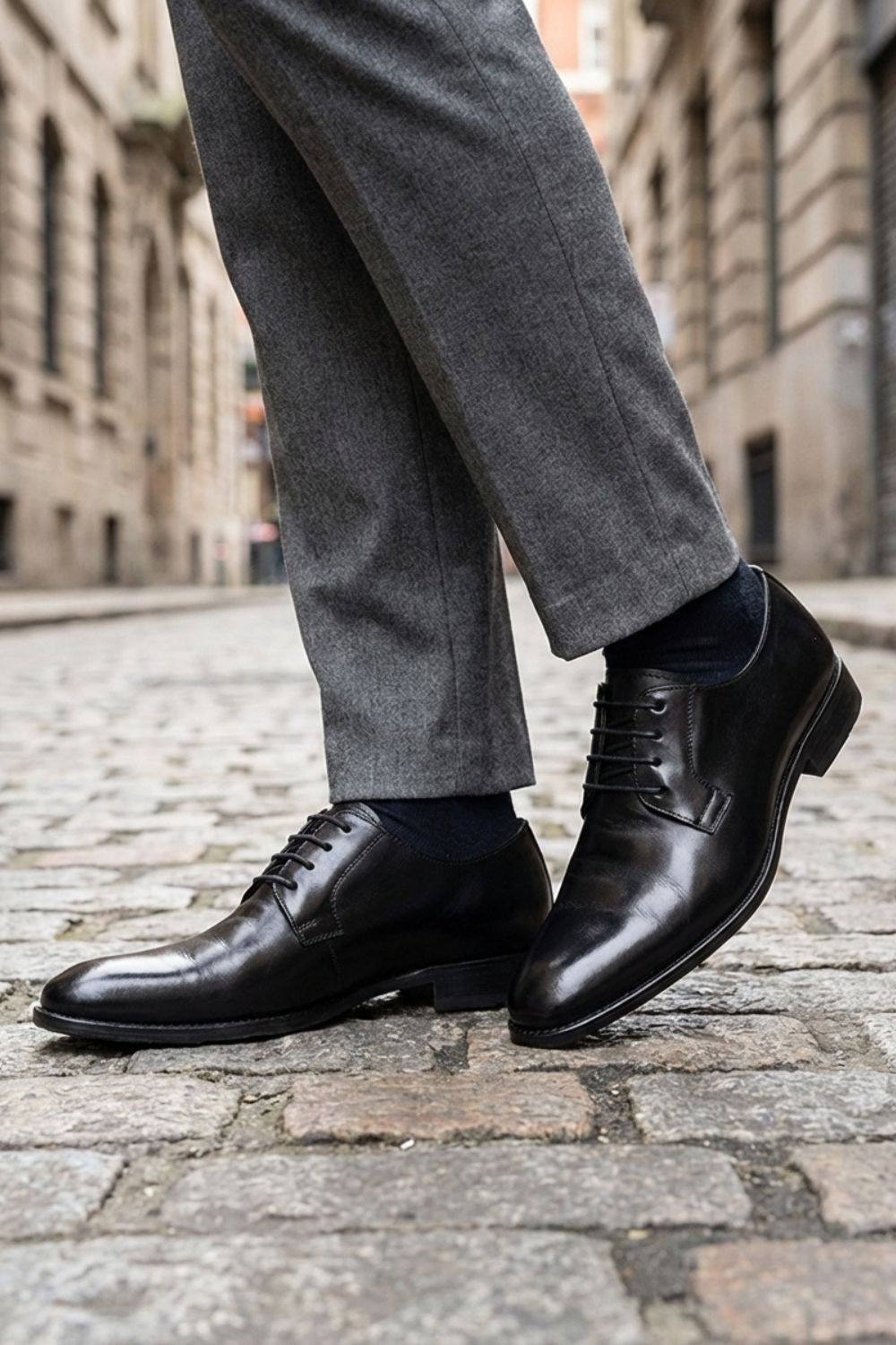 Herren Lederschuhe Schnürung glatte Kappe – Sicht von oben