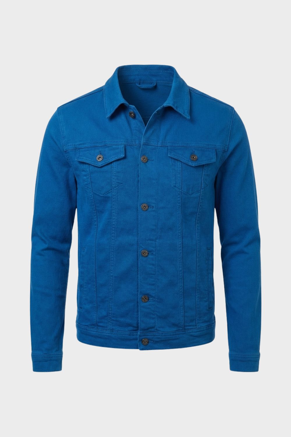 Herren Jeansjacke Knopfleiste Brusttaschen – Rückansicht